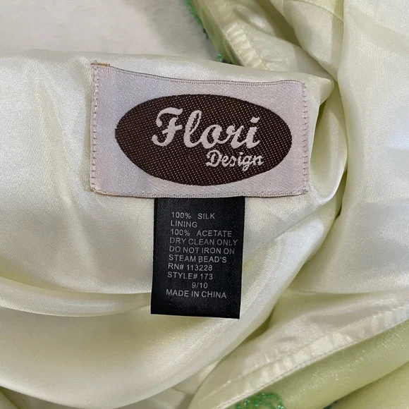 ❄️SOLD❄️ Vintage 90s Y2K Silk Beaded Fairycore Tinkerbell Whimsical Dress S M - Picture 11 of 12